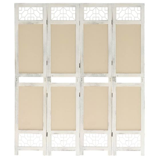 338559 4-Panel Room Divider Cream 140X165 Cm Fabric