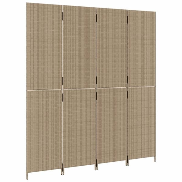 vidaXL Tilanjakaja 4 paneelia beige polyrottinki