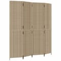 Pikkukuva 1 / 9: vidaXL Tilanjakaja 4 paneelia beige polyrottinki