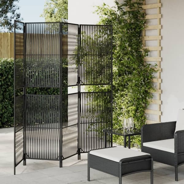 vidaXL rumdeler 4 paneler polyrattan sort