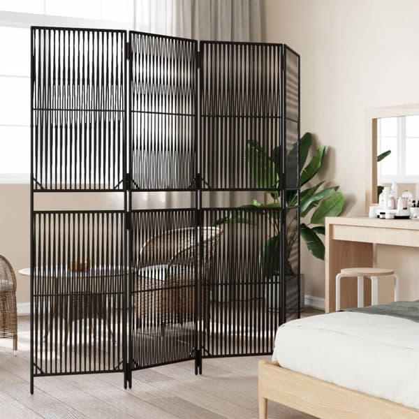 vidaXL rumdeler 4 paneler polyrattan sort