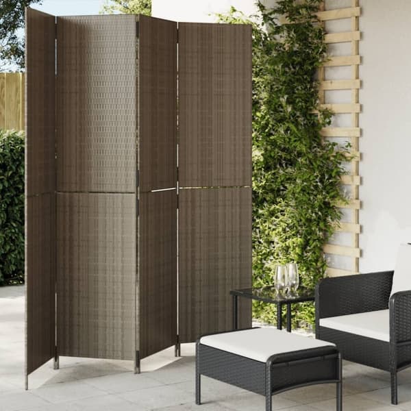 vidaXL rumdeler 4 paneler polyrattan grå