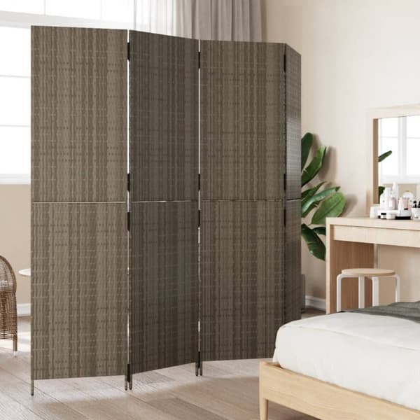 vidaXL rumdeler 4 paneler polyrattan grå