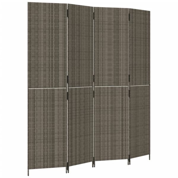vidaXL rumdeler 4 paneler polyrattan grå