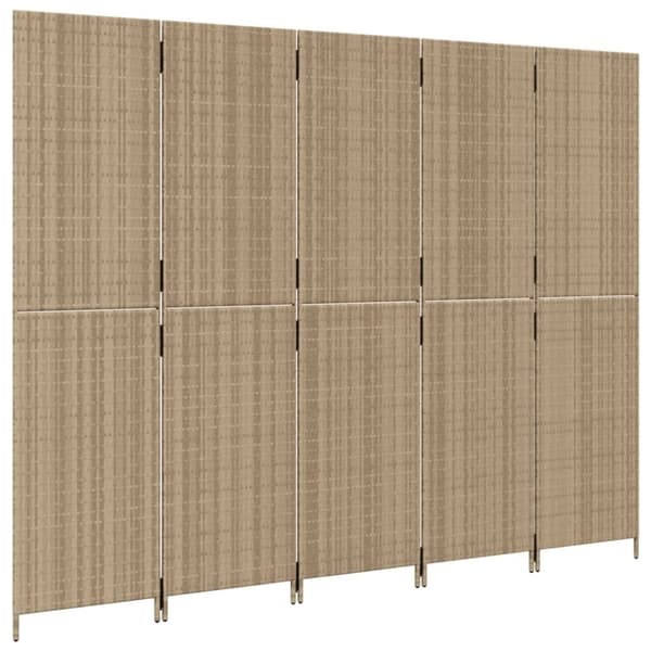vidaXL Romdeler 5 paneler beige polyrotting