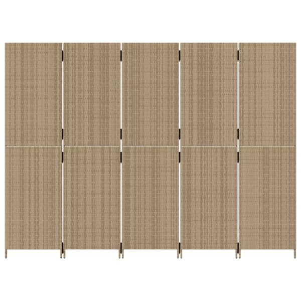 vidaXL Romdeler 5 paneler beige polyrotting
