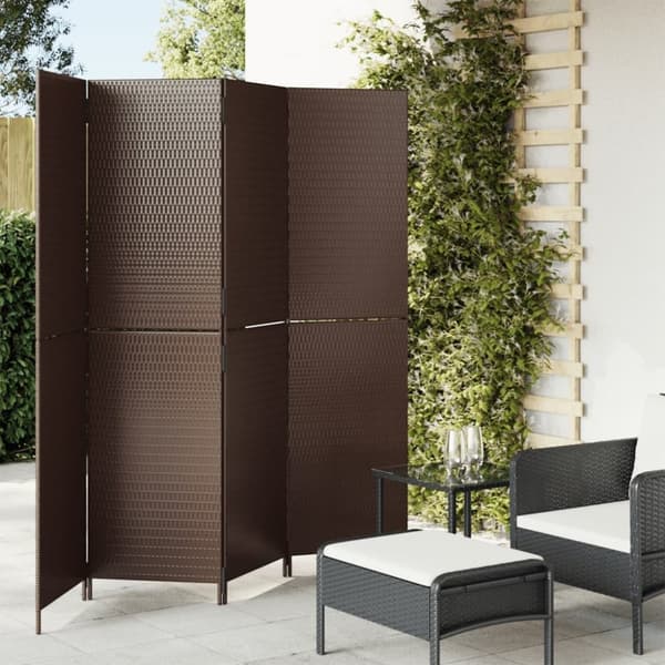vidaXL Romdeler 4 paneler brun polyrotting