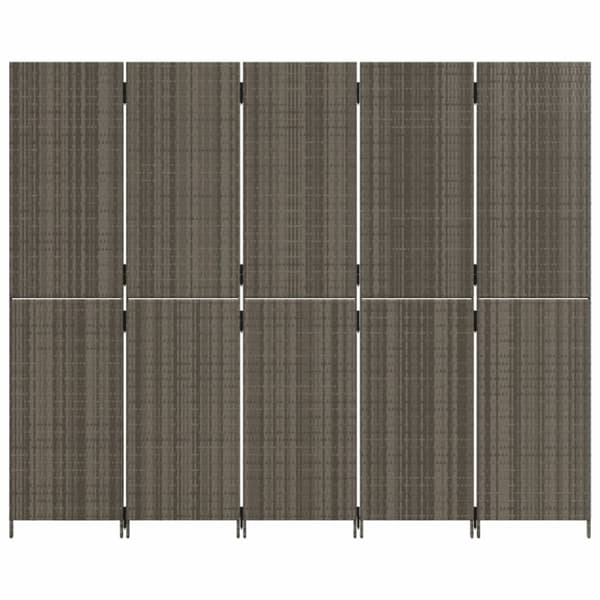 vidaXL rumdeler 5 paneler polyrattan grå