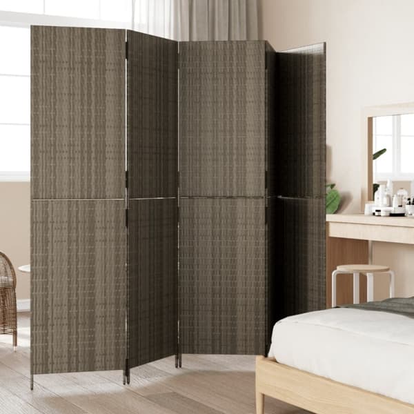 vidaXL rumdeler 5 paneler polyrattan grå