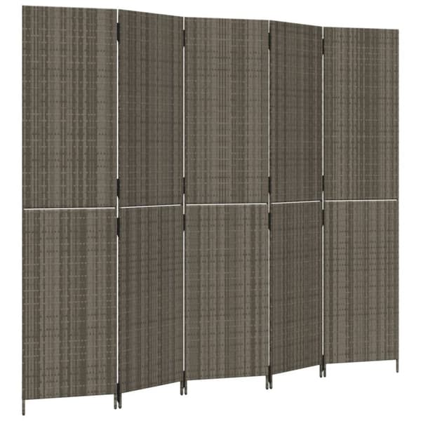 vidaXL rumdeler 5 paneler polyrattan grå