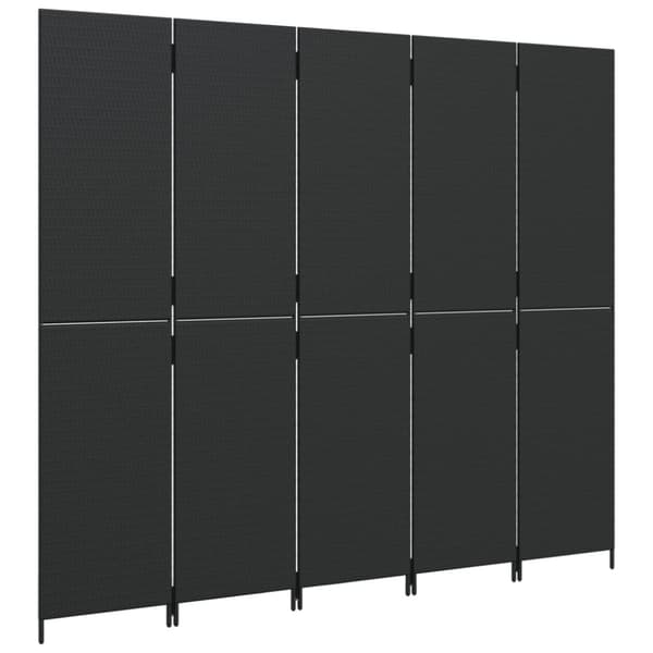 vidaXL rumdeler 5 paneler polyrattan sort