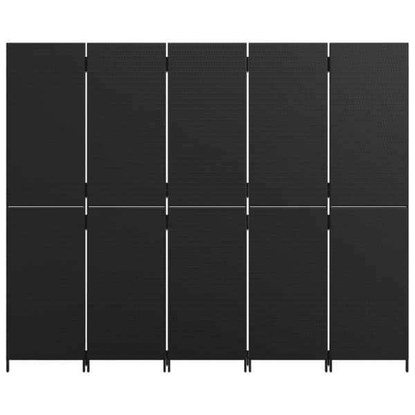 vidaXL rumdeler 5 paneler polyrattan sort