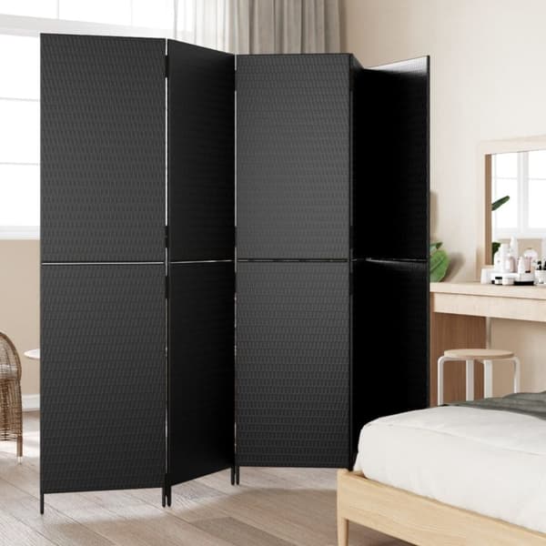 vidaXL rumdeler 5 paneler polyrattan sort