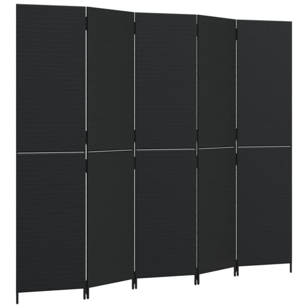 vidaXL rumdeler 5 paneler polyrattan sort