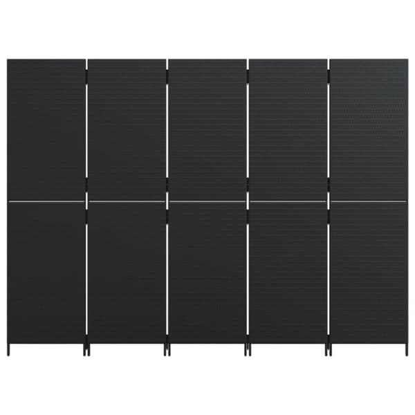 vidaXL rumdeler 5 paneler polyrattan sort