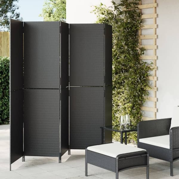 vidaXL rumdeler 5 paneler polyrattan sort