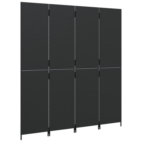 vidaXL rumdeler 4 paneler polyrattan sort