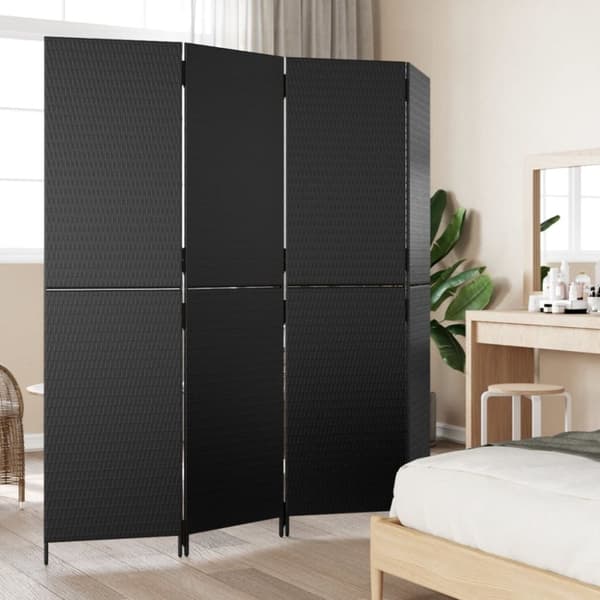 vidaXL rumdeler 4 paneler polyrattan sort