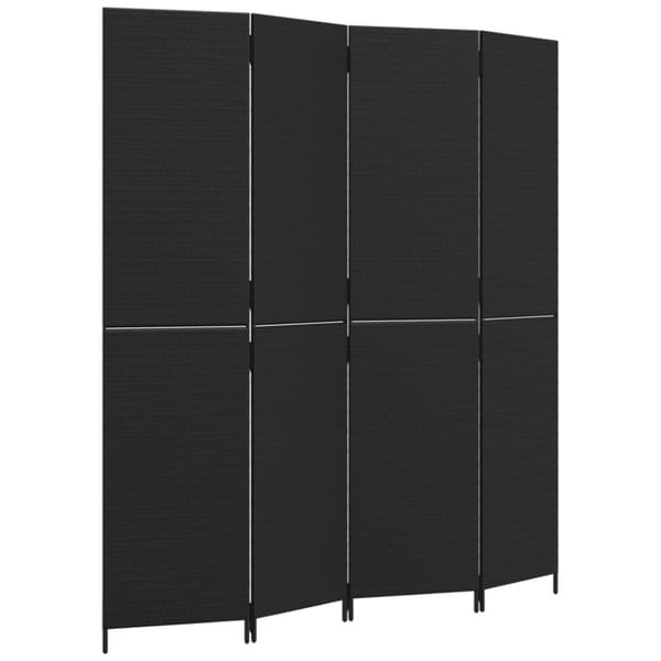 vidaXL rumdeler 4 paneler polyrattan sort