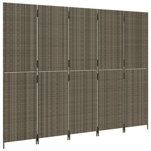 vidaXL rumdeler 5 paneler polyrattan grå