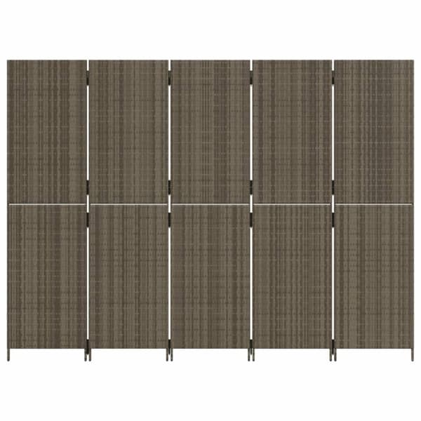vidaXL rumdeler 5 paneler polyrattan grå