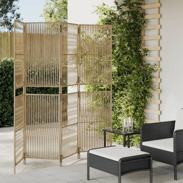 vidaXL Romdeler 4 paneler beige polyrotting