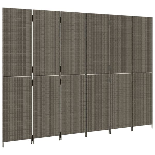 vidaXL rumdeler 6 paneler polyrattan grå