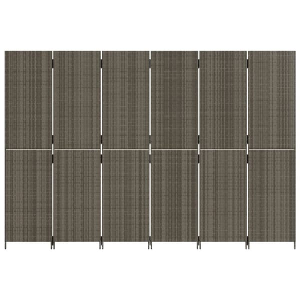 vidaXL rumdeler 6 paneler polyrattan grå