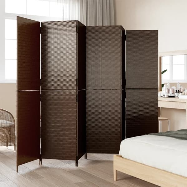 vidaXL rumdeler 6 paneler polyrattan brun