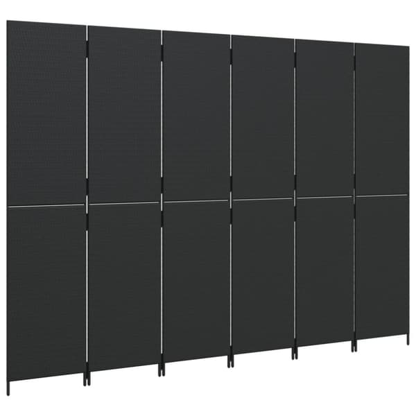 vidaXL rumdeler 6 paneler polyrattan sort