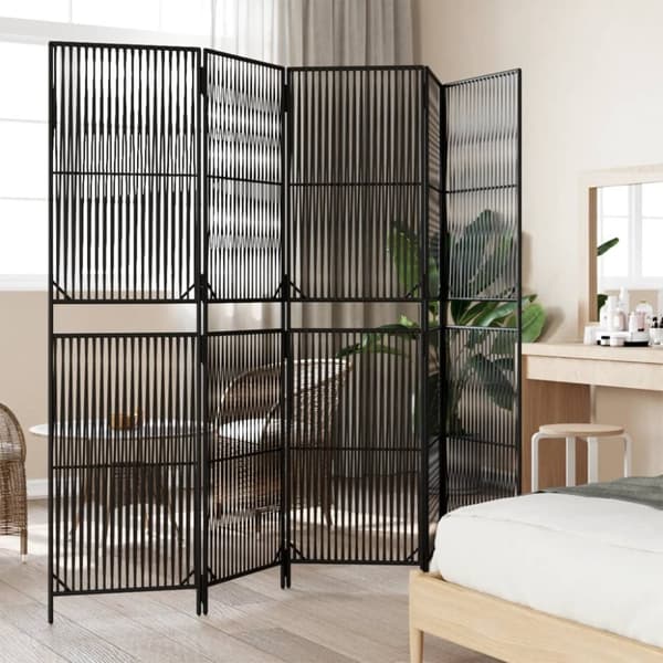 vidaXL Romdeler 5 paneler svart polyrotting