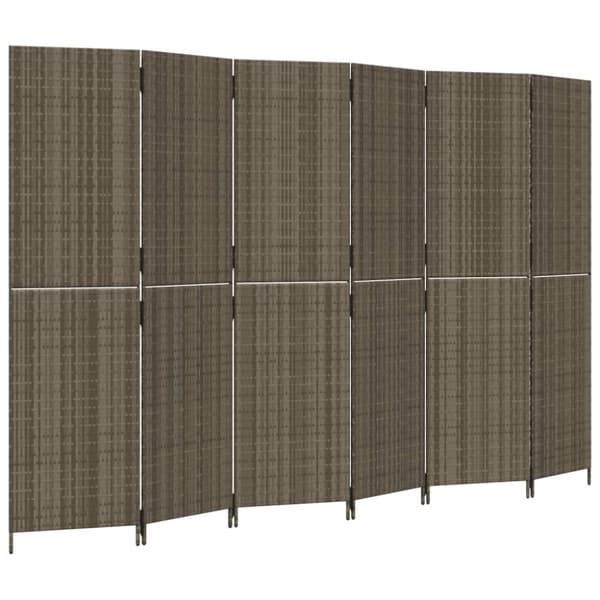 vidaXL rumdeler 6 paneler polyrattan grå