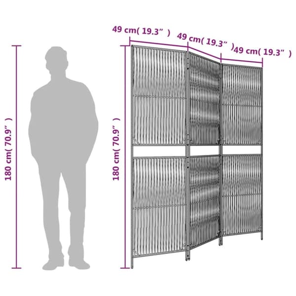 vidaXL rumdeler 3 paneler polyrattan brun