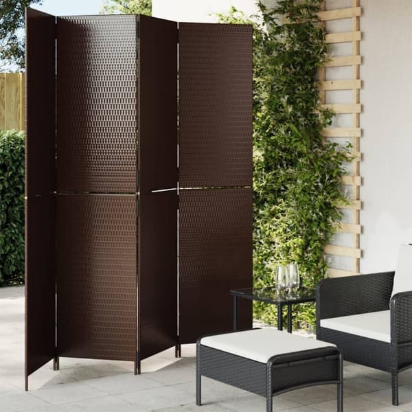vidaXL Romdeler 4 paneler brun polyrotting