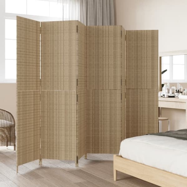 vidaXL Romdeler 6 paneler beige polyrotting