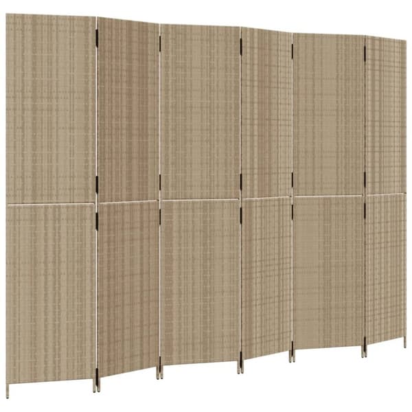 vidaXL Romdeler 6 paneler beige polyrotting