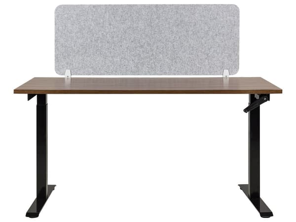 Skrivebordsskjerm Mørkegrå PET-plate Stofftrekk 130 x 50 cm Akustisk skjerm Modulære monteringsklemmer Hjemmekontor
