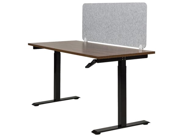 Skrivebordsskjerm Mørkegrå PET-plate Stofftrekk 130 x 50 cm Akustisk skjerm Modulære monteringsklemmer Hjemmekontor