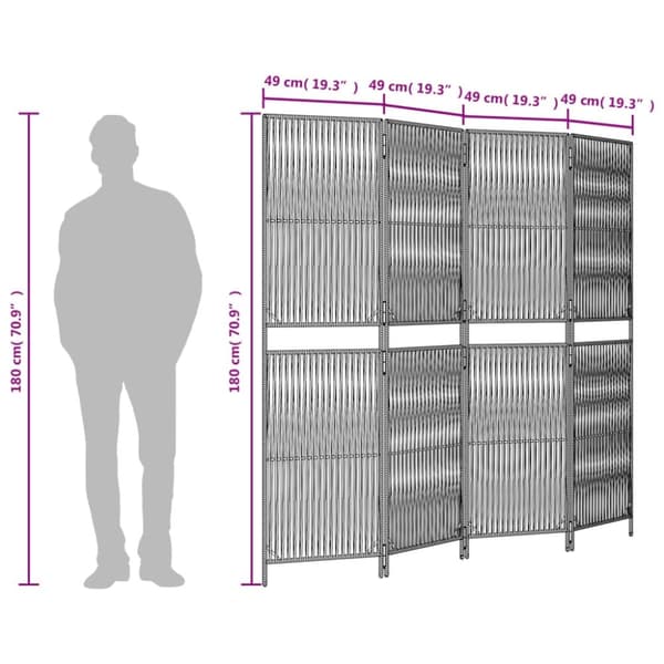 vidaXL rumdeler 4 paneler polyrattan grå