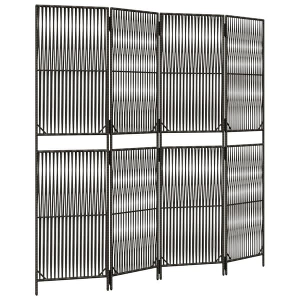 vidaXL rumdeler 4 paneler polyrattan grå