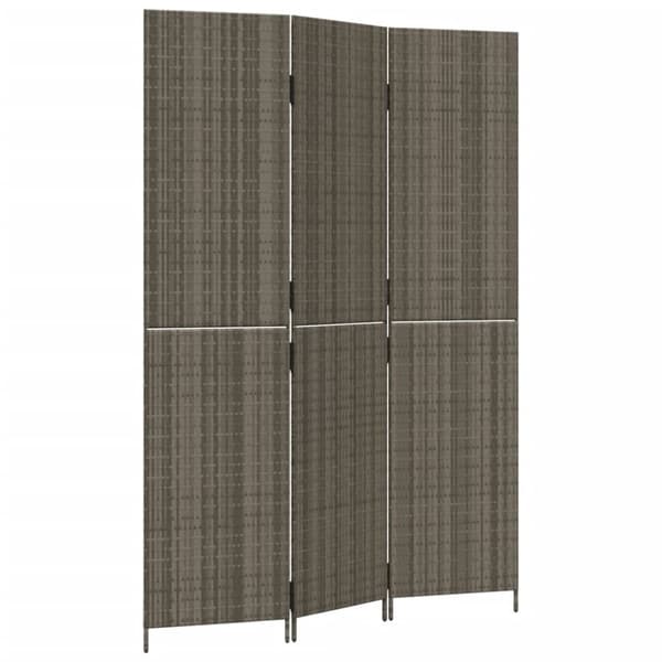 vidaXL rumdeler 3 paneler polyrattan grå