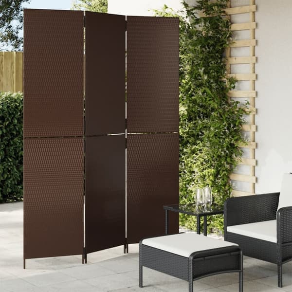 vidaXL rumdeler 3 paneler polyrattan brun