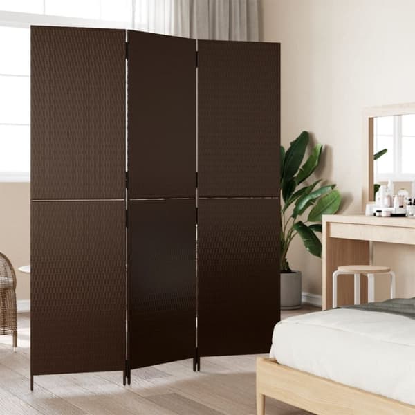 vidaXL rumdeler 3 paneler polyrattan brun