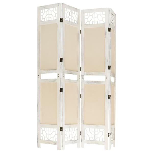 4-panels rumdeler 140x165 cm stof cremefarvet