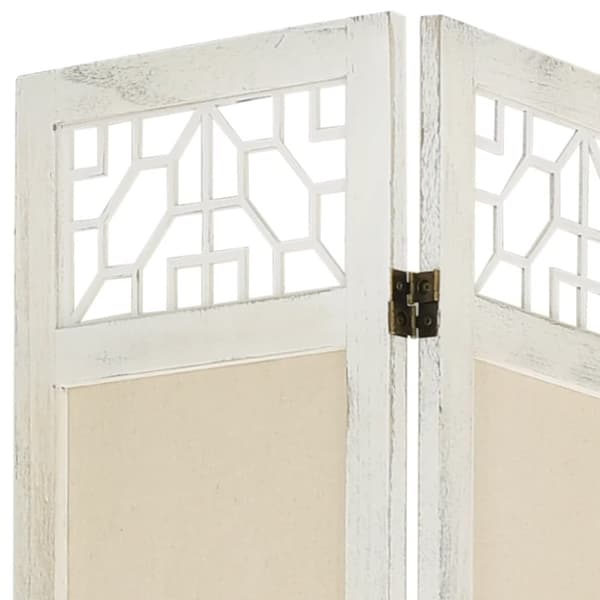 4-panels rumdeler 140x165 cm stof cremefarvet
