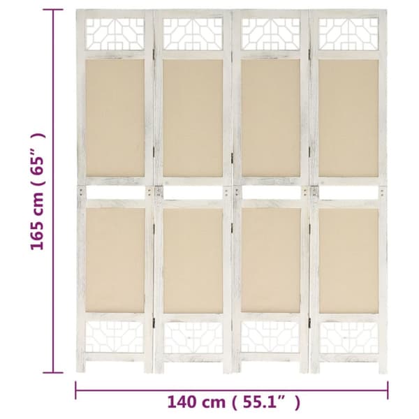 4-panels rumdeler 140x165 cm stof cremefarvet