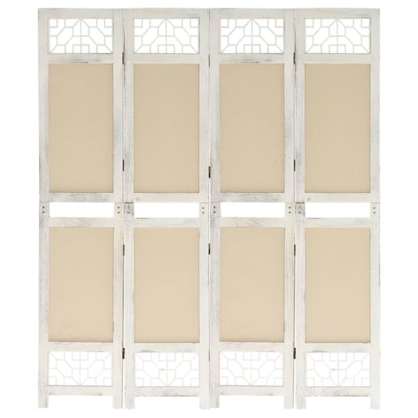 4-panels rumdeler 140x165 cm stof cremefarvet