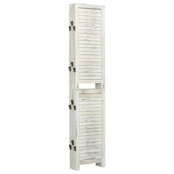 6-panels rumdeler 215x166 cm massivt træ antik hvid