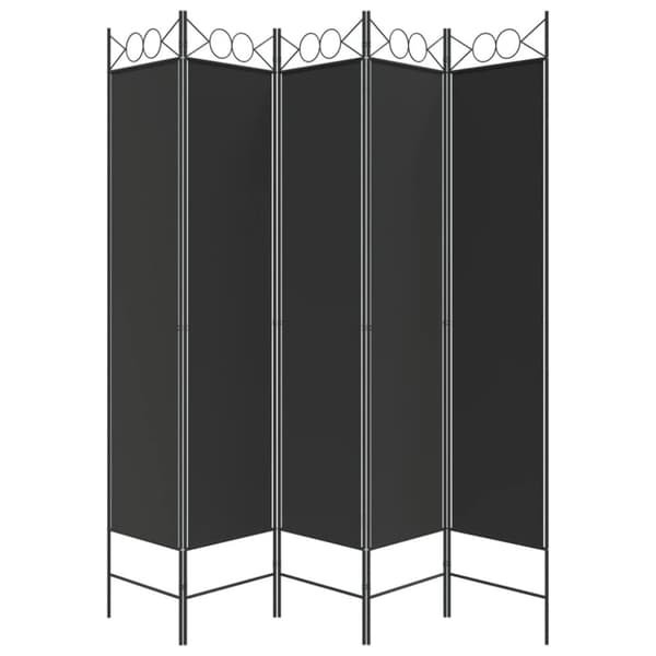 5-panels rumdeler 200x200 cm stof sort
