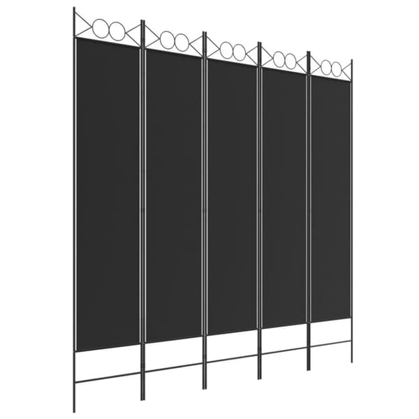 5-panels rumdeler 200x200 cm stof sort